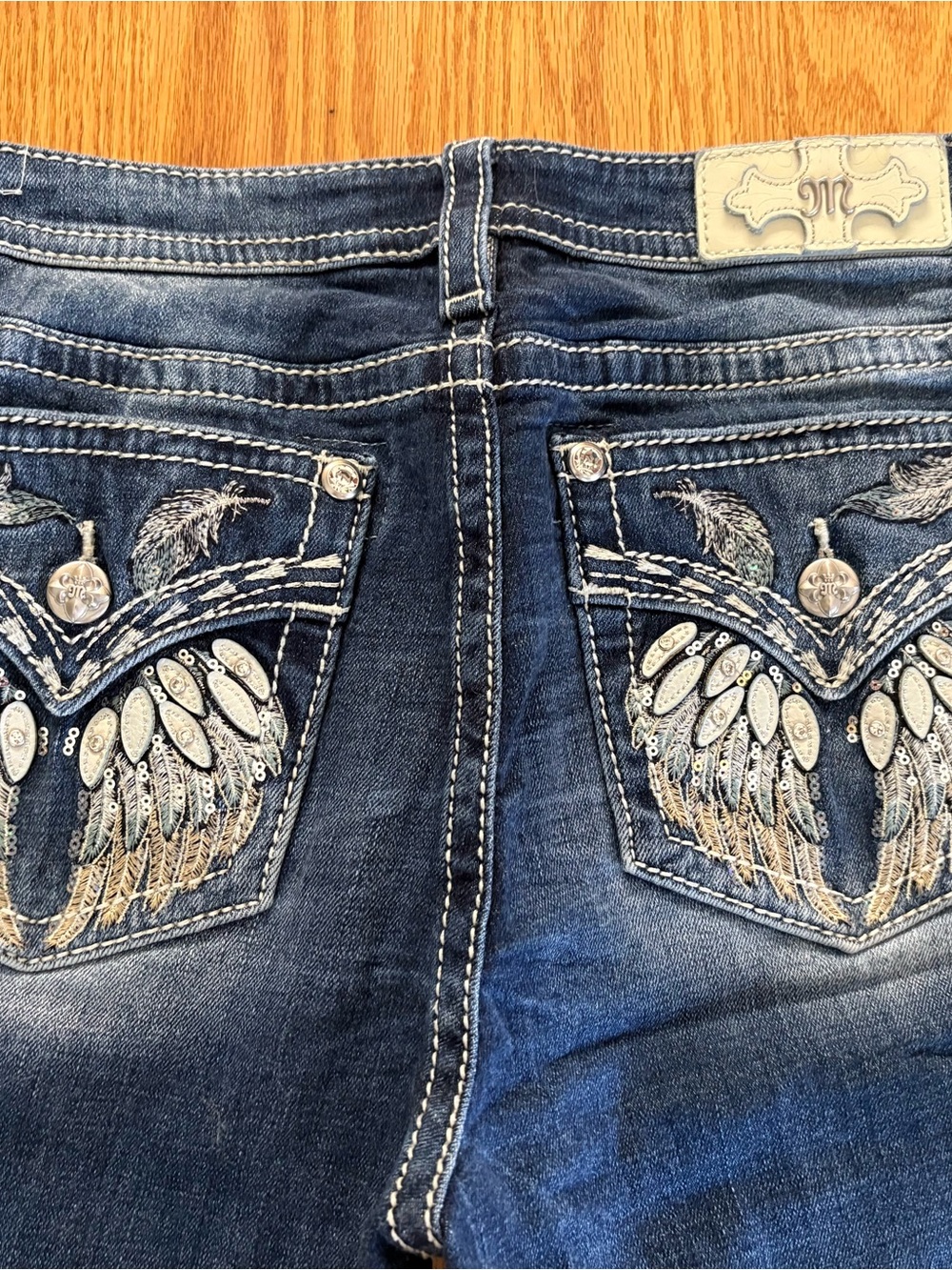 Miss Me Women's Faded Dark Blue Straight-Leg Jeans - Picture 3 of 5